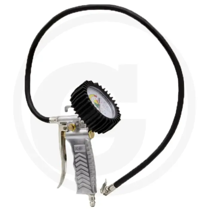 Bandenvulpistool ongekalibreerd dubbele schaalverdeling 0-12 bar / 0-170 psi, met horizontale manometer: 90 mm zware uitvoering, 850 mm lange slang - druk max. 12 bar Korting
