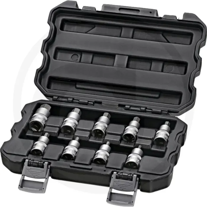Black edition 1/2” bit-dopsleutelset, 9-delig - korte uitvoering, chroom-vanadiumstaal Finale Uitverkoop