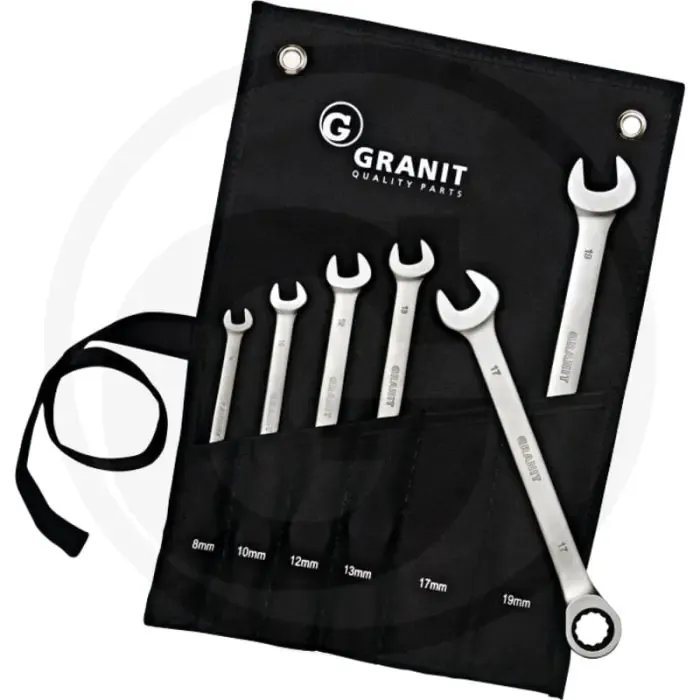 Must-Have Black edition black edition ringratel-steeksleutelset metrisch, 6-delig - chroom-vanadiumstaal, 72 tanden, 5° draaihoek