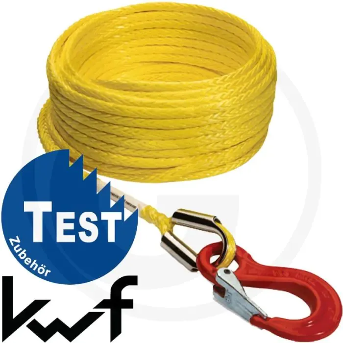 Betrouwbaar Novoleen liertouw met sterke veiligheidshaak - 16mm koord-Ø, 60m lengte, 21,0t minimale breukbelasting