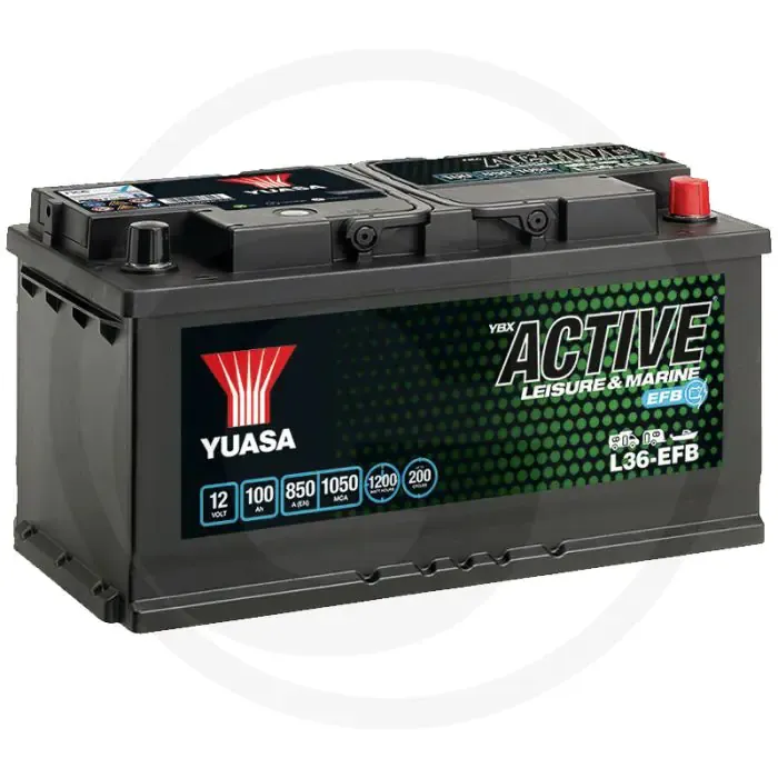 Tijdelijk Beschikbaar Yuasa Accu 100Ah 850EN 353x175x190mm T1 Ca/Ca 12V 7A - Caravans en campers