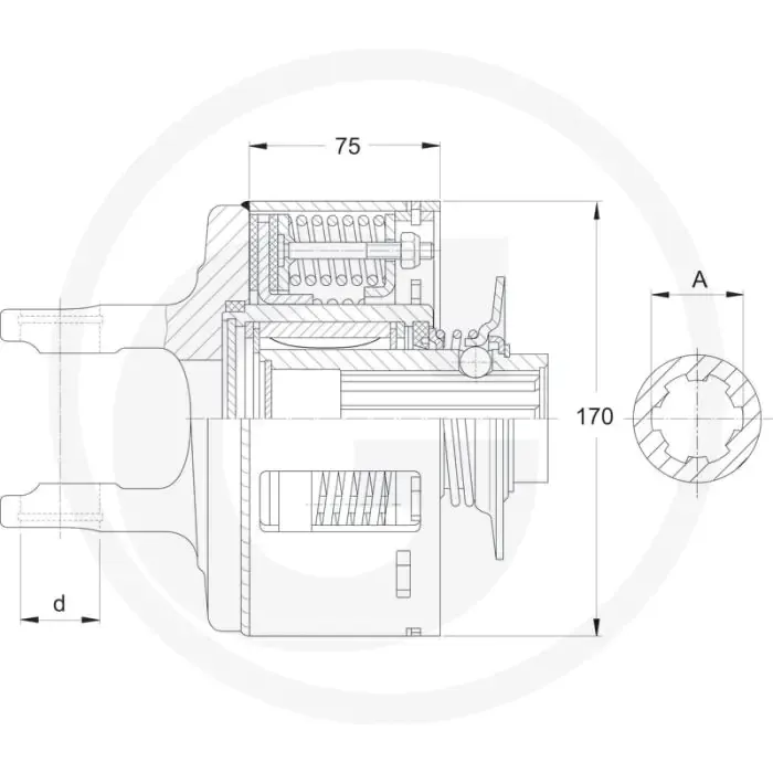 Walterscheid Slipkoppeling FK96R 90Nm 1 3/8"(6) ZV Snelle Levering
