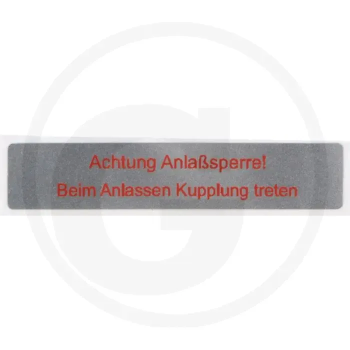 Aanbieding Sticker - Startblokkering Trac 1100, 1300, 1500