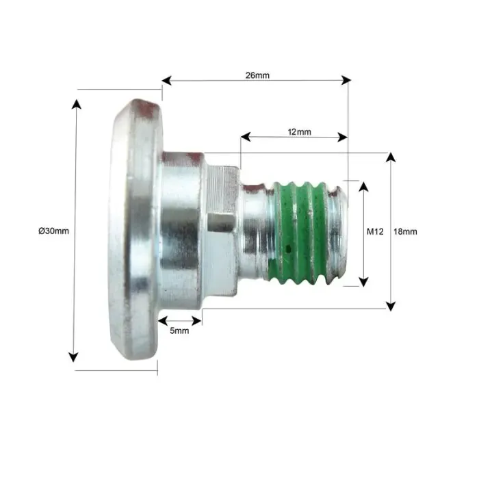 Mesbout + moer- M12 x26mm - Vervanging voor Fella Beperkte Voorraad
