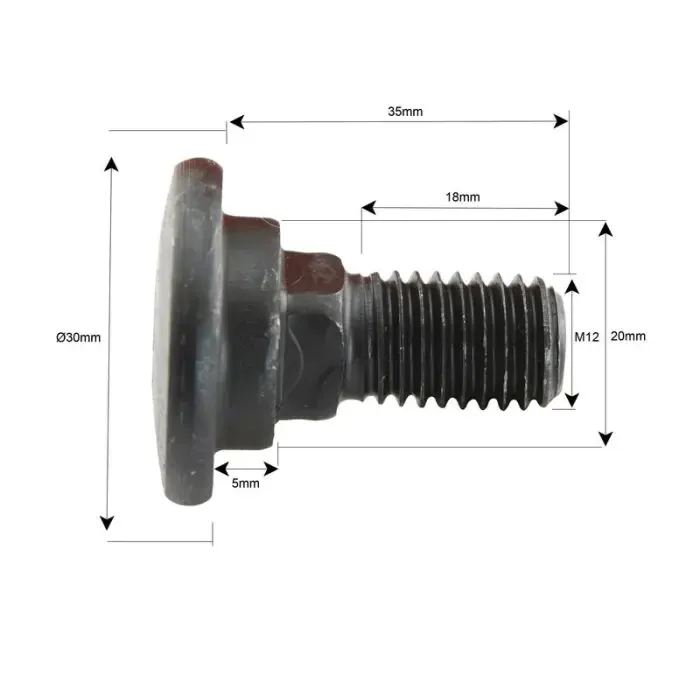Korting Mesbout + moer- M12x35mm - Vervanging voor Taarup, Kverneland