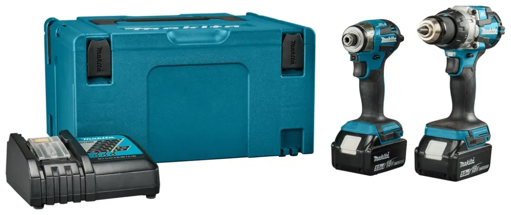 Makita DLX2528TJ Combiset - DHP489 Accuklopboor + DTD173 Accuslagschroevendraaier 18V 5.0Ah Li-Ion in Mbox Voordeelprijs