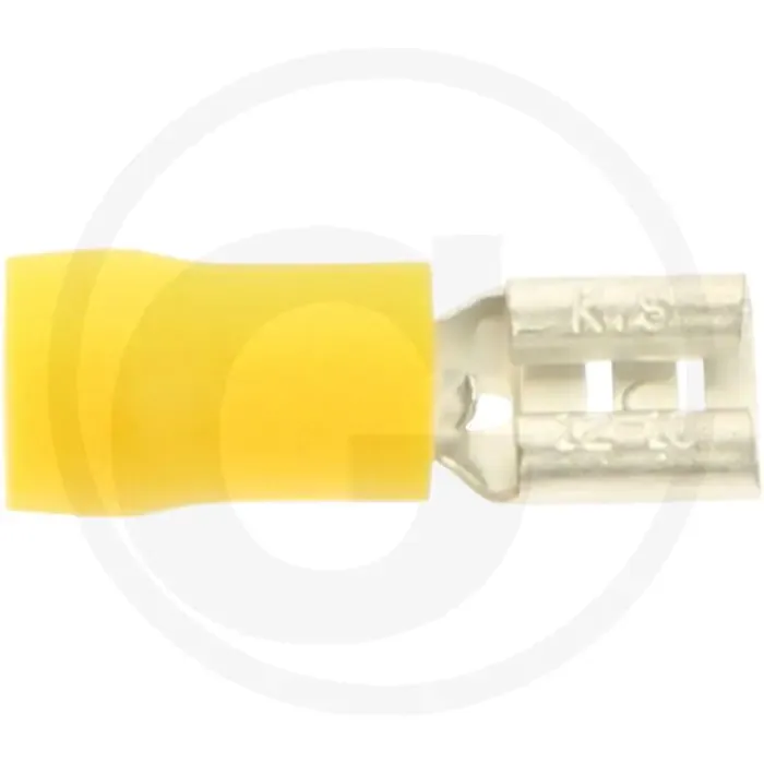 Vlakstekkerhulzen 6,3x0,8 mm geel voor kabels 4,0-6,0 mm² gedeeltelijk geïsoleerd Laatste Kans